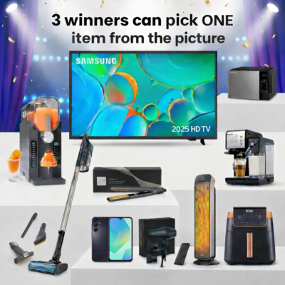 3 Winners pick an item from the picture. Just 69p a ticket!