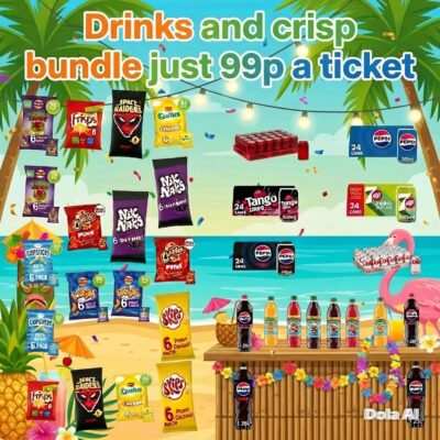 Win a bundle of drinks and crisps.
